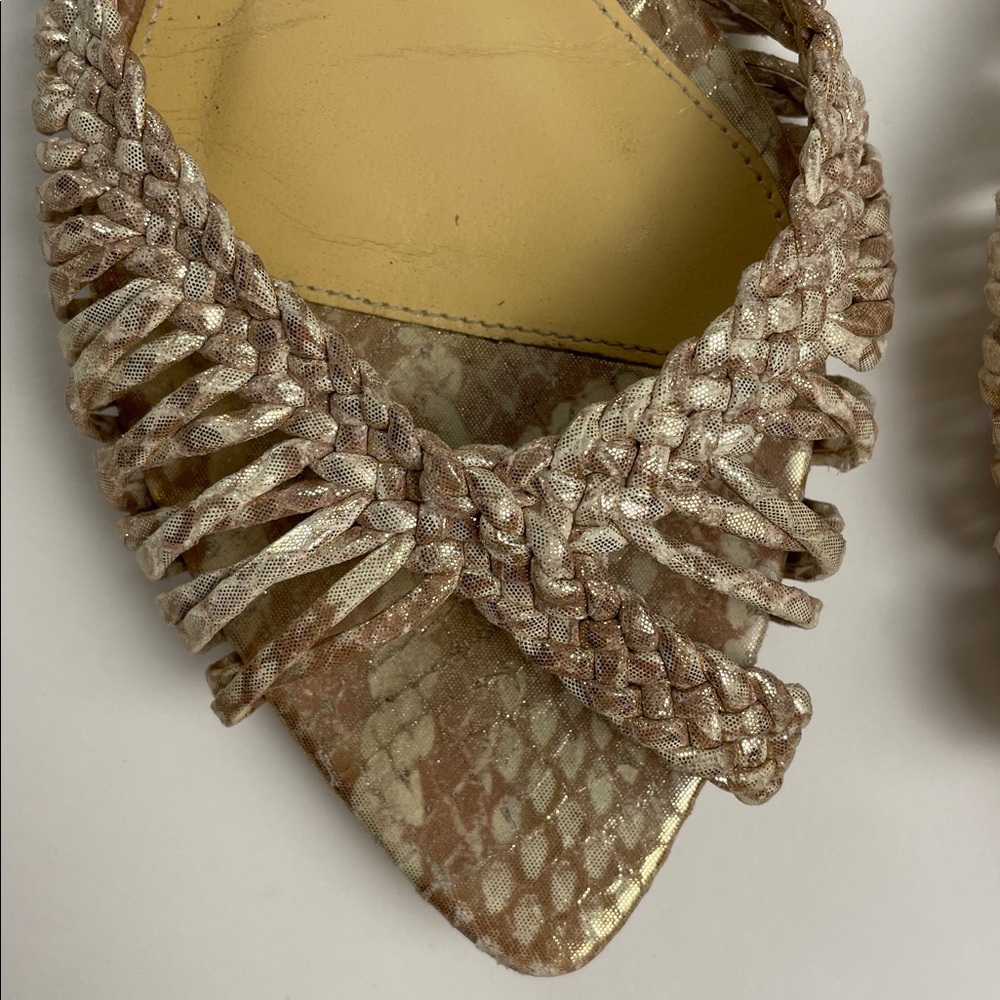 ALEXANDRE BIRMAN Agatha Flat Sandals Metallic Gold Leather. 39.5. - Picture 2 of 14